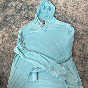 Johnnie-O Hoodie Mens medium Heather Blue Lightweight Zed Henley Montego